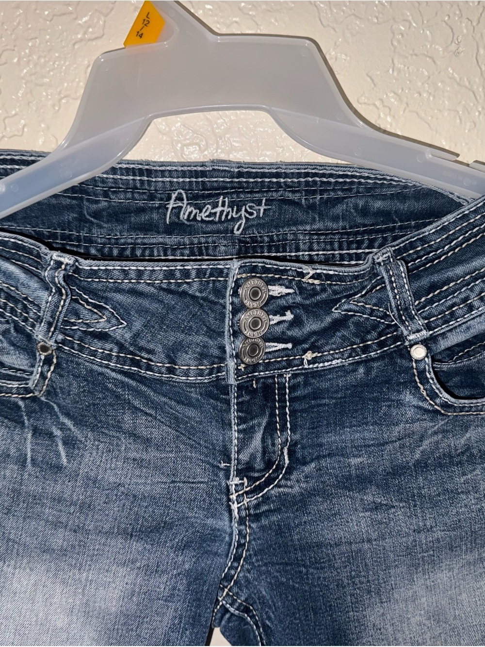 Amethyst Jeans High-Rise Washed Blue Button-Fly Jeans